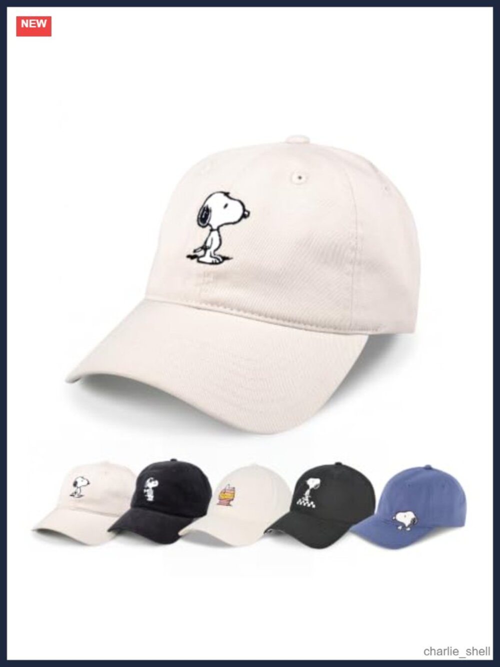 Snoopy Dad Hat Cotton Adjustable Baseball Cap Curved Brim